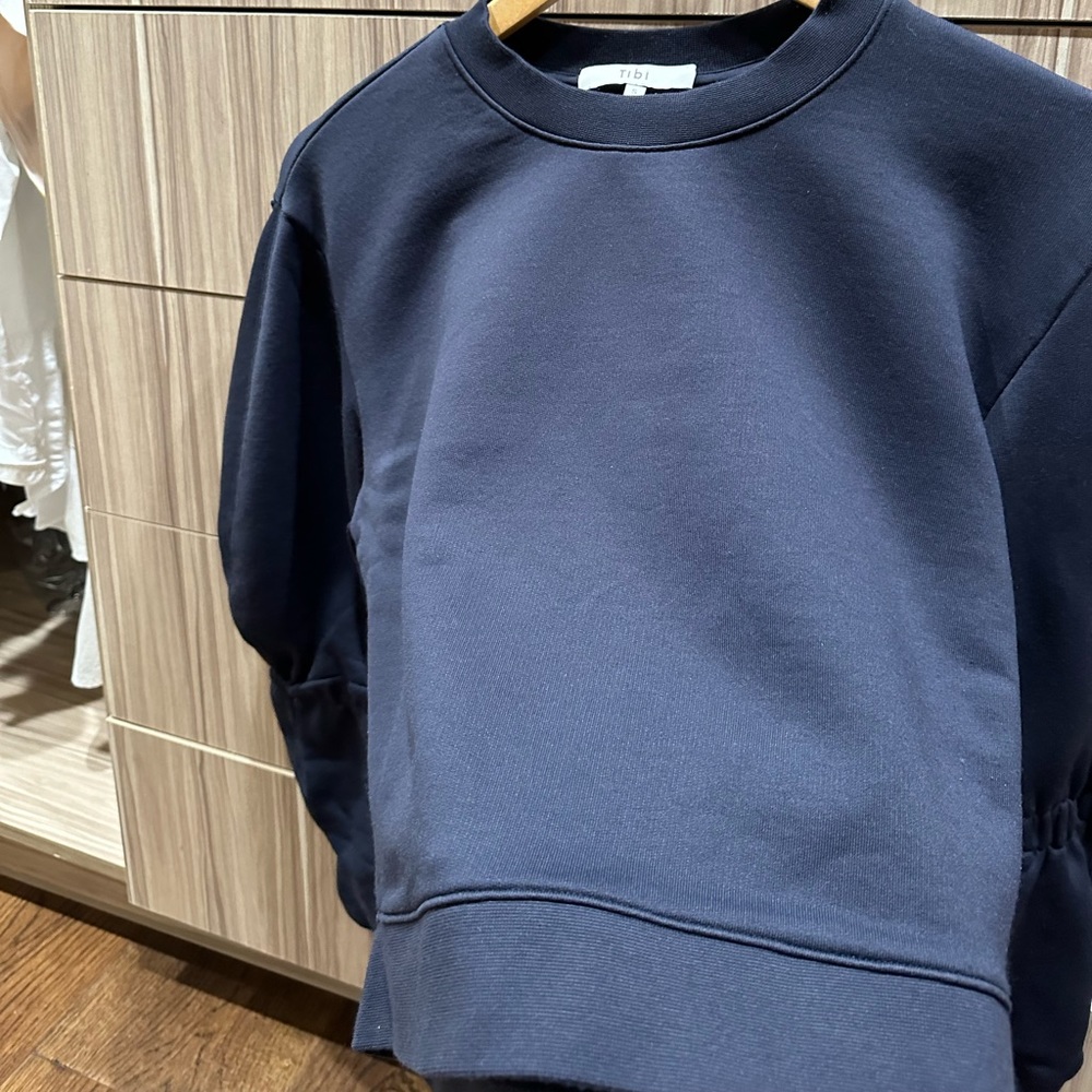 Tibi cropped sweater, navy blue, size S